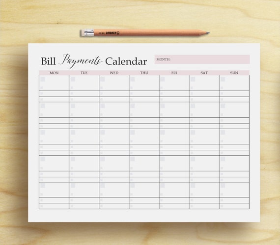 bill payments calendar bill tracker personal finance etsy printable bill organizer calendar