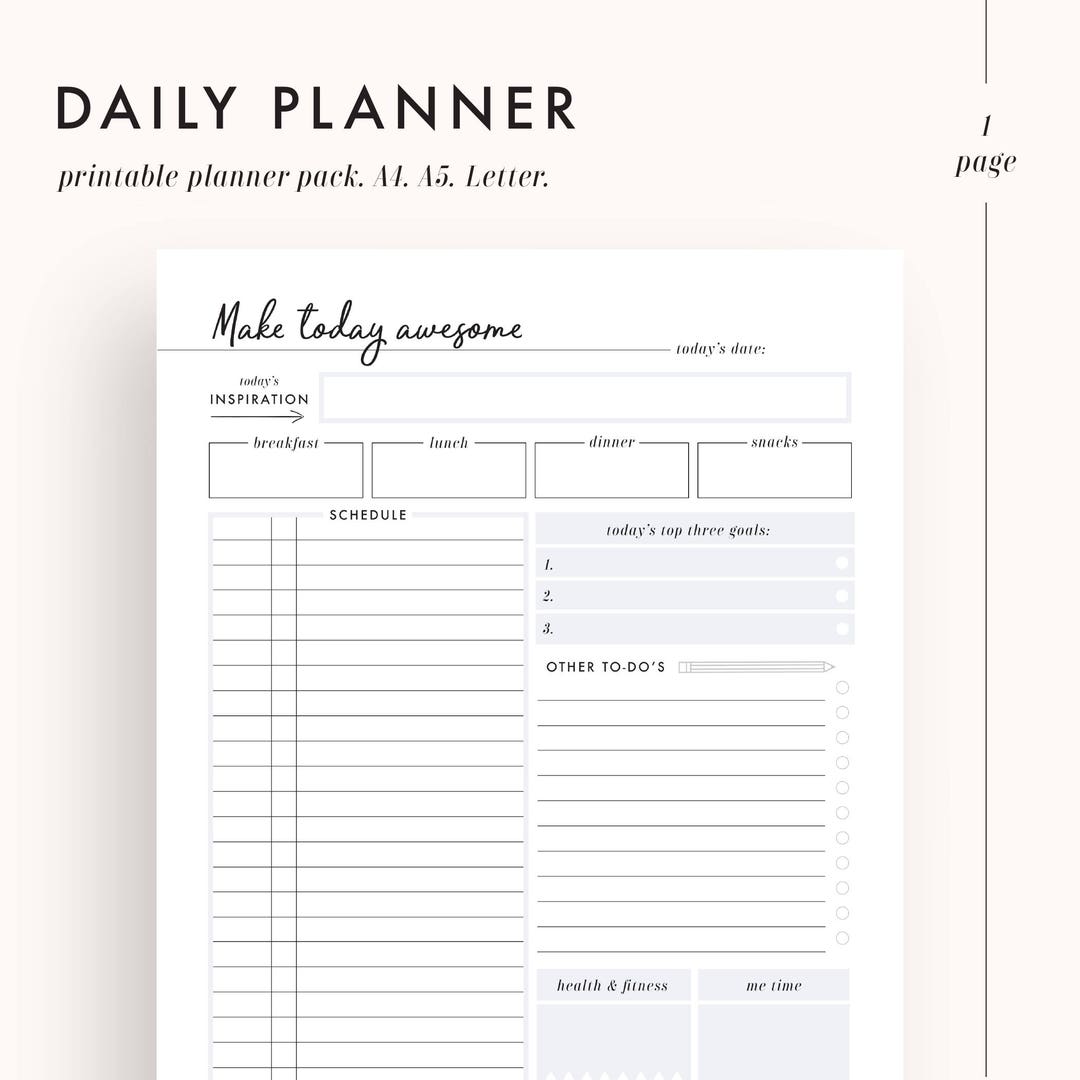 Daily Planner Day Planner Daily Organizer Daily Schedule - Etsy