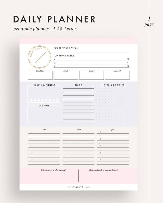 Daily planner printable planner planner inserts planner | Etsy
