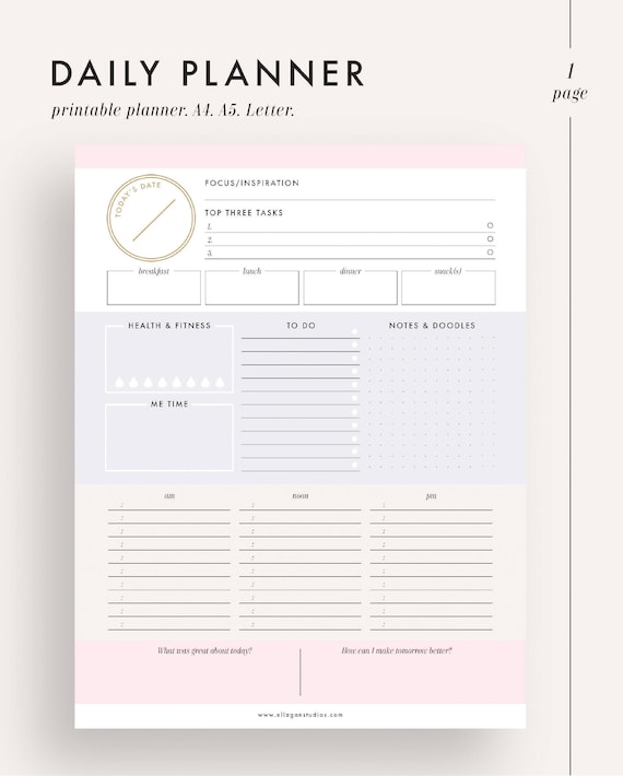 Daily planner printable planner planner inserts planner | Etsy