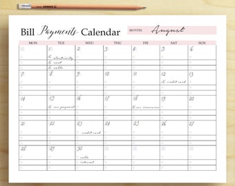 bill payments calendar bills tracker bill calendar bills bill organizer calendar
