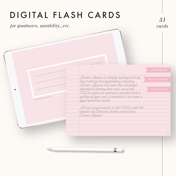 digital flash cards good notes templates lined dot grid etsy printer index cards