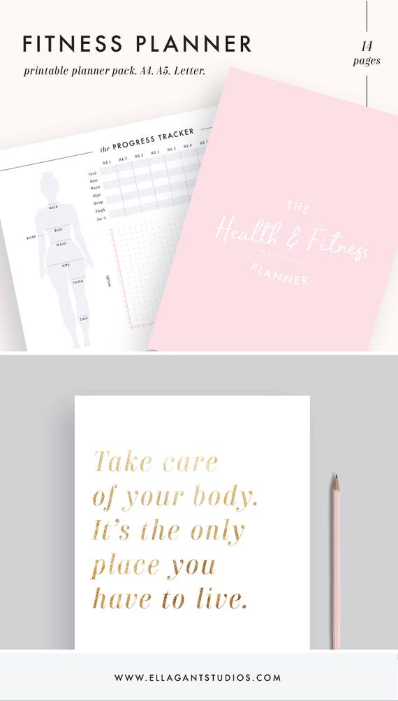 fitness planner fitness journal health and fitness planner workout log workout planner planner inserts fitness printable measurement chart health and fitness journal