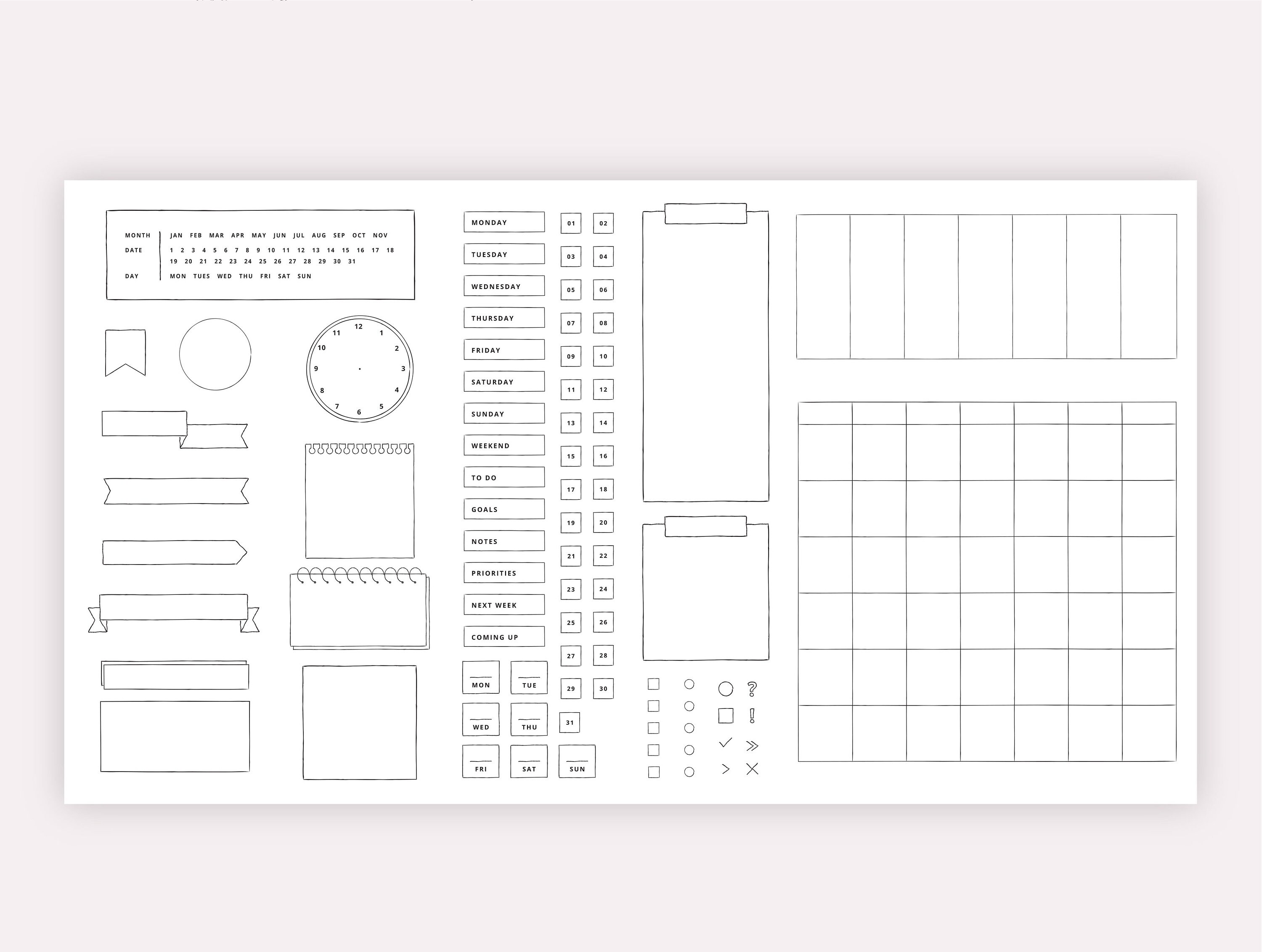 Bullet Journal Stickers Digital Stickers Digital Planner Etsy