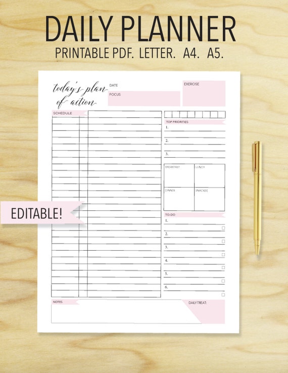 daily planner printable daily