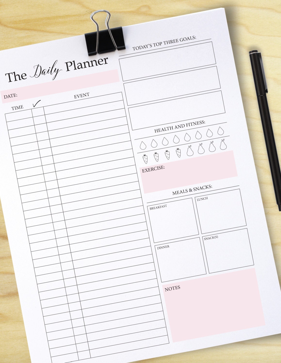 Daily Planner Printable Daily to do list Planner insert | Etsy