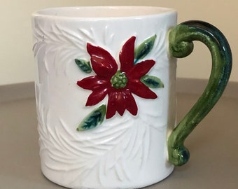 1950's Napcoware Ceramic Poinsettia Mug (Made in Japan)