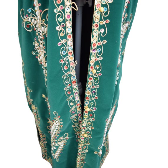 Vintage 1960s Moroccan Kaftan, Emerald Green Velvet, … - Gem