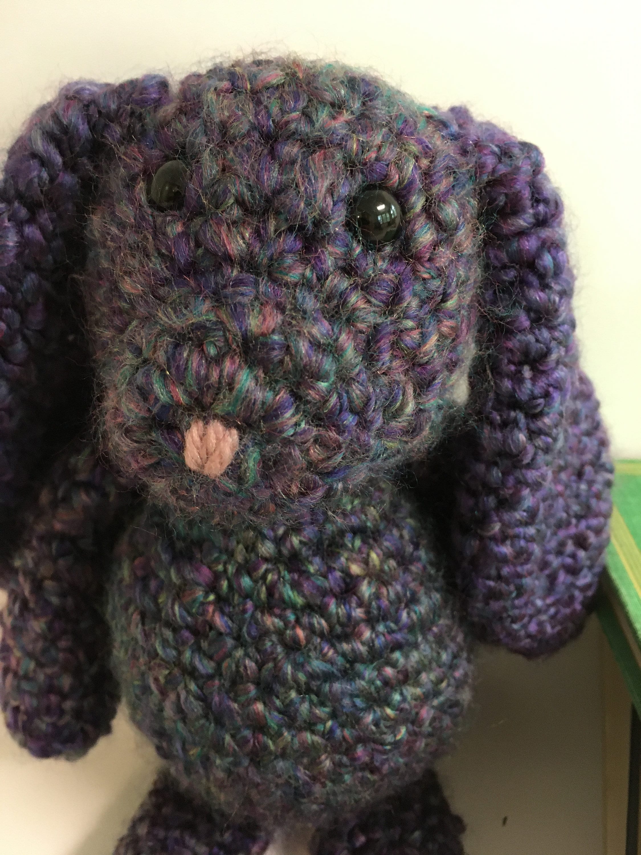 Handmade Crochet Bunny Toy in Purple Jumpsuit main image 1