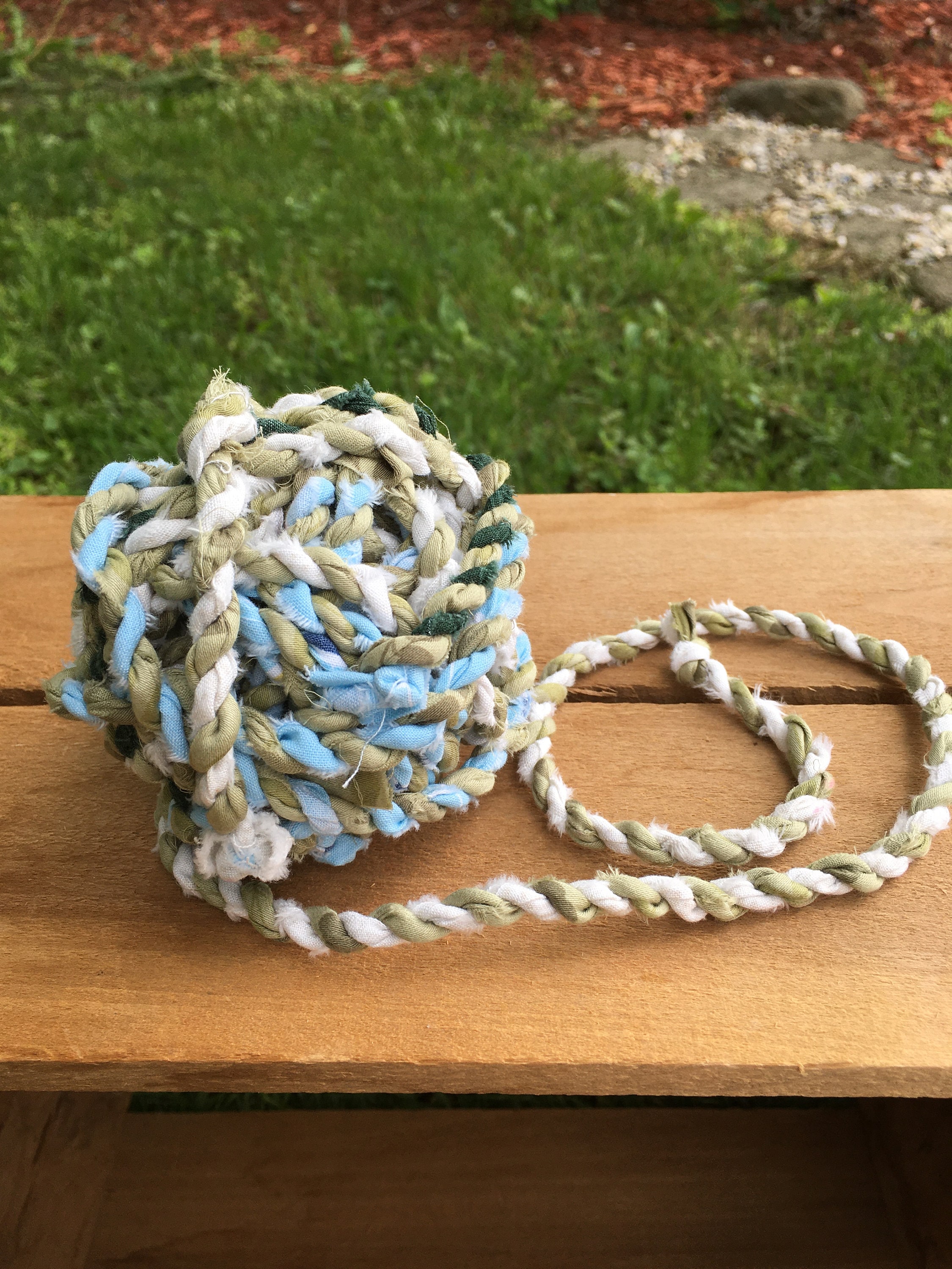 Repurposed Rope Hand Twisted Twine Upcycled Twine Rag Rope Handspun String Fabric Scrap Twine Handmade Fabric Cord Primitive Twine C