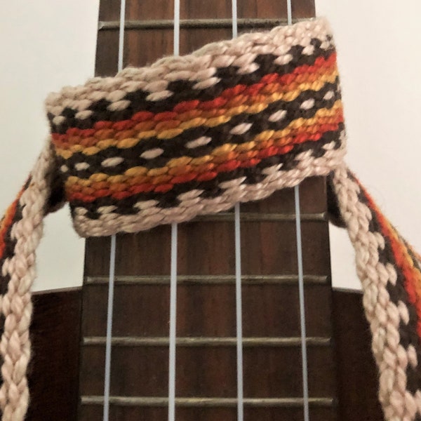 Handwoven Ukulele Strap, Quality Leather Strap Ends, Free Leather Head Stock Strap Holder, No Strap Buttons Hook Option