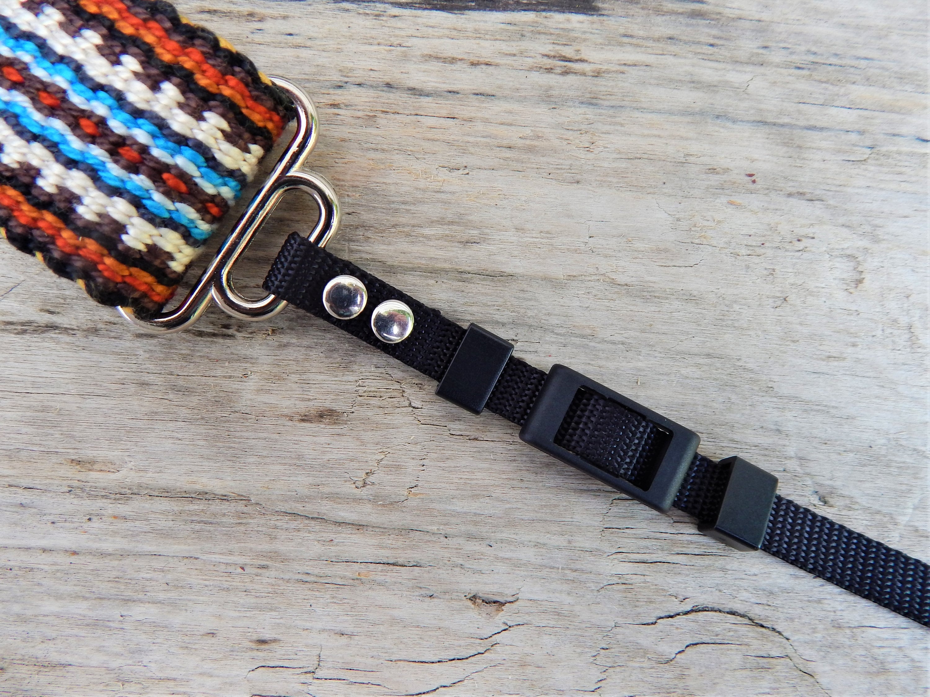 Tracolla Per Fotocamera In Cotone Ricamato Con Estremità In Pelle - Regolabile - Foto 10