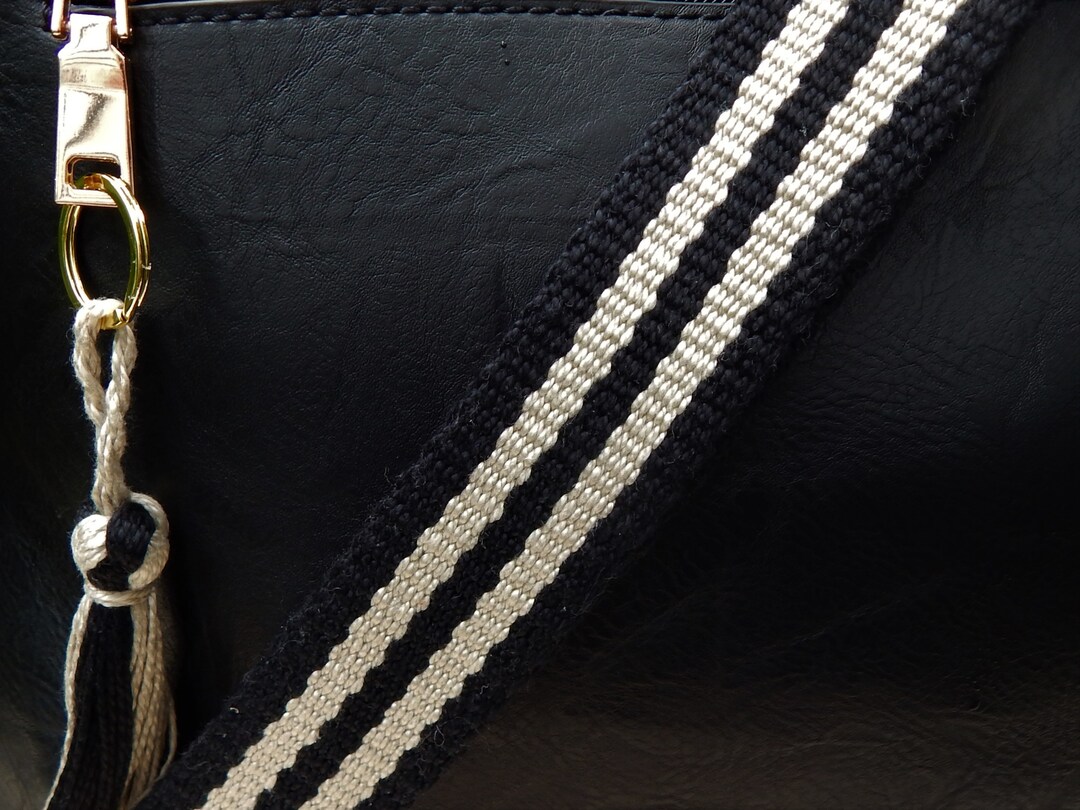 Handwoven Handbag Strap Classic Black & White Stripes - Etsy