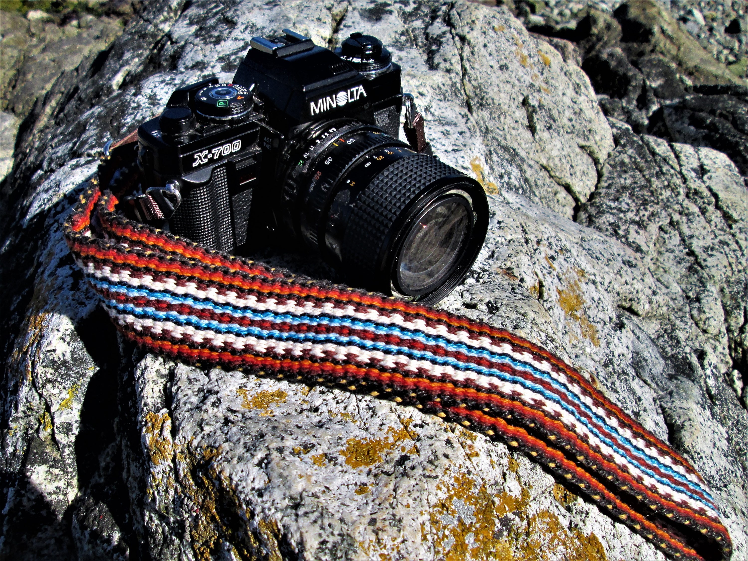 Tracolla Per Fotocamera In Cotone Ricamato Con Estremità In Pelle - Regolabile - Foto 9