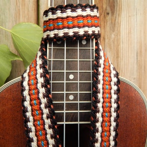 Handwoven Ukulele Strap, Quality Leather Strap Ends, Free Leather Head Stock Strap Holder, No Strap Buttons Hook Option