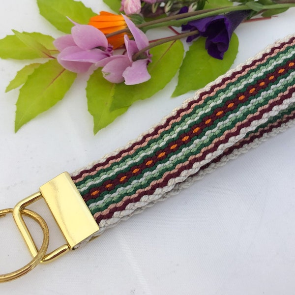 Handwoven Key Chains/Key Fob, Modern Wristlet Key Chain, Luggage Tag/ID, Small Camera Wrist Strap