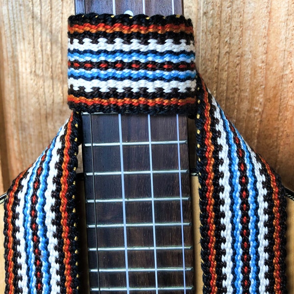 Extra Wide Handwoven Ukulele Strap, Baritone Ukulele Strap, Banjo Ukulele,Free Leather Strap Holder or Banjo Strap Adapter