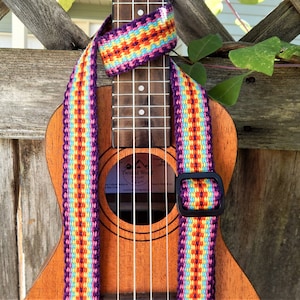 Handwoven Ukulele Strap,Leather Ends with Free Head Stock Strap, No Strap Button Option.