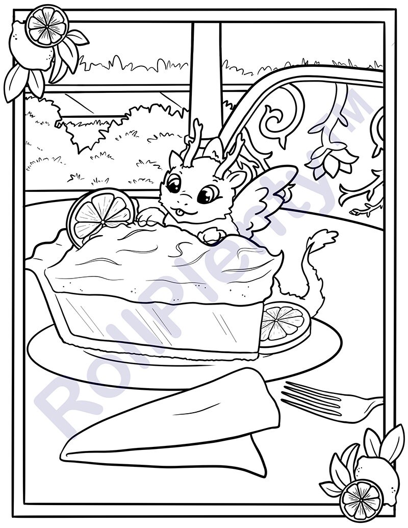 Dessert Dragons: 5 Printable Coloring Pages - Etsy