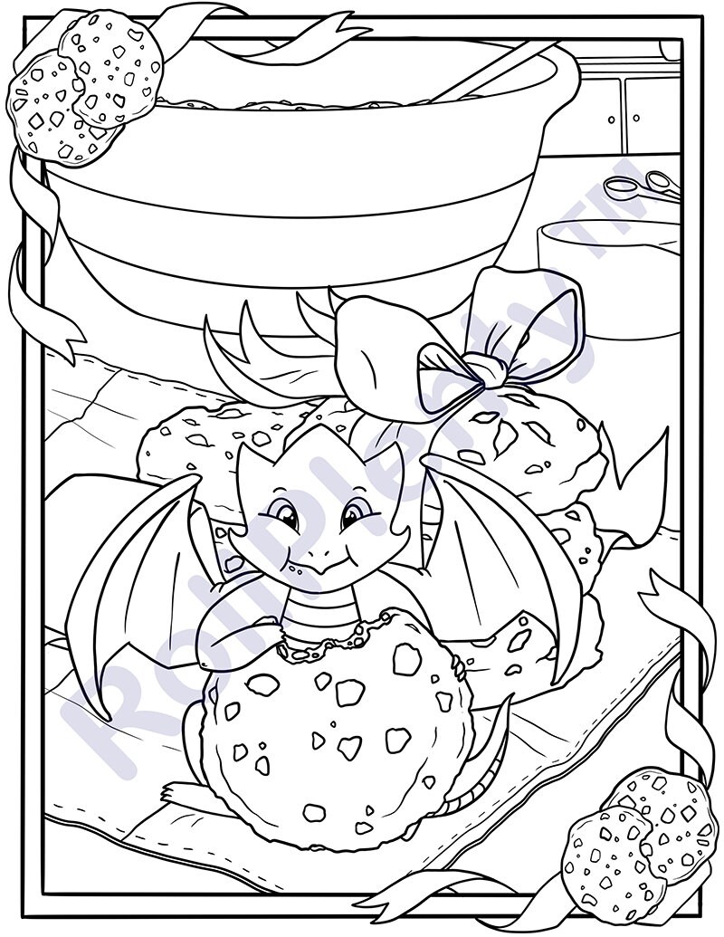 Dessert Dragons: 5 Printable Coloring Pages - Etsy