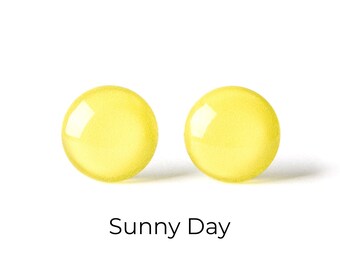 Yellow Earrings - Color Dot Stud Earrings - Resin Earrings - Everyday Earrings - Small Stud Earrings - Colorful Earrings - Titanium Posts