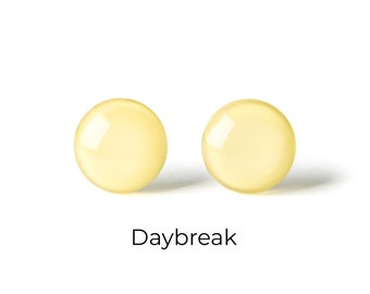 Light Yellow Earrings - Colorful Dot Stud Earrings - Simple Small Resin Stud Earrings - Hypoallergenic Titanium or Surgical Steel Posts