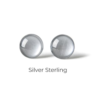 Silver Shimmer Earrings - Colorful Dot Stud Earrings - Simple Small Resin Stud Earrings - Hypoallergenic Titanium or Surgical Steel Posts