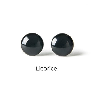 Black Earrings - Colorful Dot Stud Earrings - Simple Small Resin Stud Earrings - Hypoallergenic Titanium or Surgical Steel Posts