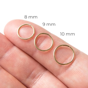 Hoop Earring Set Gold Filled Hoop Earrings Small Hoop Earrings Mini 14k Gold Filled Hoops Gold Huggie Hoop Earring 8mm, 9mm, 10mm image 1