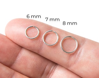 Hoop Earring Set - Small Hoop Earrings - Sterling Silver Hoop Earrings - Mini Silver Hoops - Silver Huggie Hoop Earrings - 6mm, 7mm, 8mm