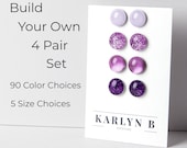 Build Your Own Four Pair Stud Earring Set - Colorful Dot Earrings - Resin Earrings - Everyday Earrings - Small Studs - Titanium - Gift Set