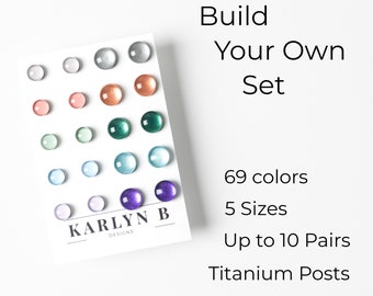 Build Your Own Custom Stud Earring Set - Titanium Posts - Color Dot Earrings - Resin Earrings - Everyday Earrings - Small Studs - Gift Set