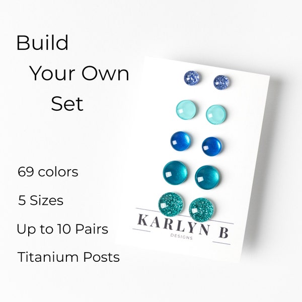 Stud Earring Set - Build Your Own Custom Set - Titanium Posts - Color Dot Earrings - Resin Earrings - Everyday Earrings - Small Studs