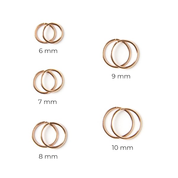 Orecchini a cerchio in oro rosa - Orecchini a cerchio piccoli - Orecchini a cerchio mini - Cerchi riempiti in oro rosa 14k - Orecchini a cerchio Huggie in oro rosa