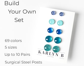 Stud Earring Set - Build Your Own Custom Set - Color Dot Earrings - Resin Earrings - Everyday Earrings - Small Studs - Colorful Earrings