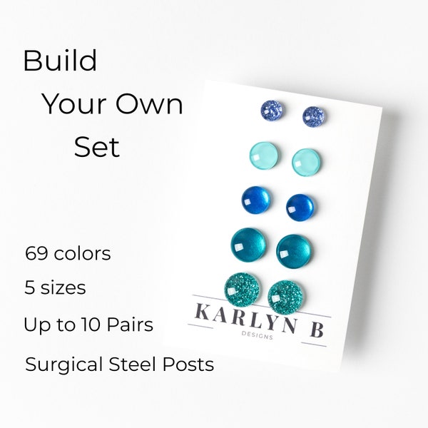 Stud Earring Set - Build Your Own Custom Set - Color Dot Earrings - Resin Earrings - Everyday Earrings - Small Studs - Colorful Earrings