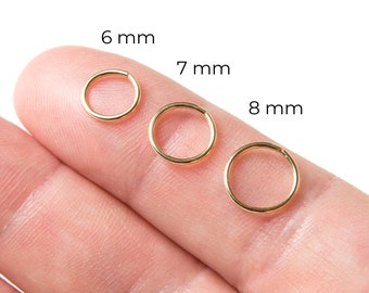 Creolen-Set – 14 Karat vergoldete Creolen – Kleine Creolen – Mini-Creolen aus vergoldetem Metall – Goldene Huggie-Creolen – 6 mm, 7 mm, 8 mm
