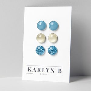 Three Pair Stud Earring Set - Colorful Dot Stud Earrings - Simple Small Resin Stud Earrings - Hypoallergenic Posts - Gift Set
