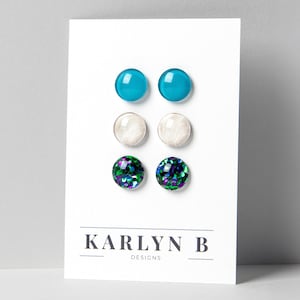 Three Pair Stud Earring Set - Colorful Dot Stud Earrings - Simple Small Resin Stud Earrings - Hypoallergenic Posts - Gift Set