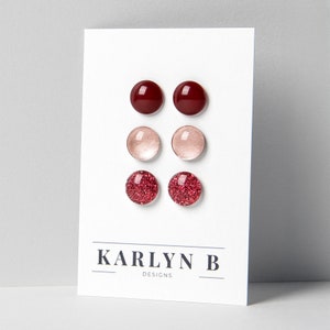 Three Pair Stud Earring Set - Colorful Dot Stud Earrings - Simple Small Resin Stud Earrings - Hypoallergenic Posts - Gift Set