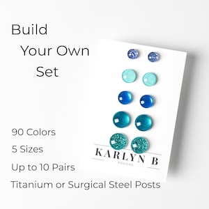 Stud Earring Set - Build Your Own Custom Set - Colorful Resin Earrings - Everyday Earrings - Small Studs - Titanium Posts - Gift Set