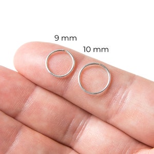 Hoop Earring Set - Sterling Silver Hoop Earrings - Small Hoop Earrings - Mini Silver Hoops - Silver Huggie Hoop Earrings - 9mm, 10mm