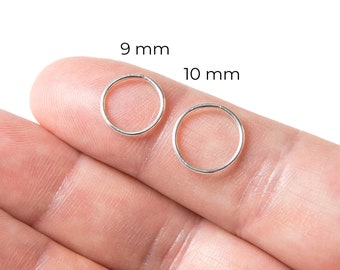 Hoop Earring Set - Sterling Silver Hoop Earrings - Small Hoop Earrings - Mini Silver Hoops - Silver Huggie Hoop Earrings - 9mm, 10mm