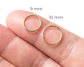 Hoop Earring Set - 14k Gold Hoop Earrings - Small Hoop Earrings - Mini 14k Gold Filled Hoops - 14k Gold Huggie Hoop Earring - 9mm, 10mm