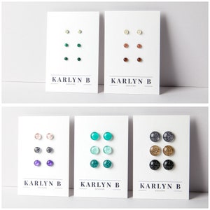 Build Your Own Three Pair Stud Earring Set Colorful Dot Earrings Resin Earrings Everyday Earrings Small Studs Titanium Gift Set image 2