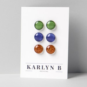 Three Pair Stud Earring Set - Colorful Dot Stud Earrings - Simple Small Resin Stud Earrings - Hypoallergenic Posts - Gift Set