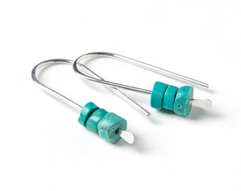 Boucles d'oreilles en pierre turquoise - Boucles d'oreilles en argent sterling - Boucles d'oreilles Open Hoop - Boucles d'oreilles Drop - Boucles d'oreilles en pierre verte - Boucles d'oreilles en pierres précieuses