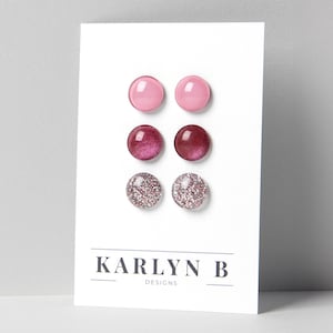 Three Pair Stud Earring Set - Colorful Dot Stud Earrings - Simple Small Resin Stud Earrings - Hypoallergenic Posts - Gift Set