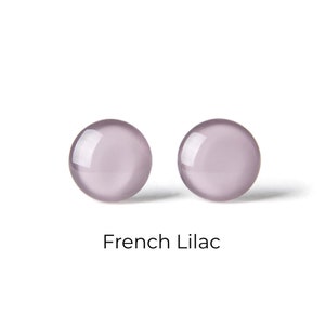 Lilac Earrings - Colorful Dot Stud Earrings - Simple Small Resin Stud Earrings - Hypoallergenic Titanium or Surgical Steel Posts