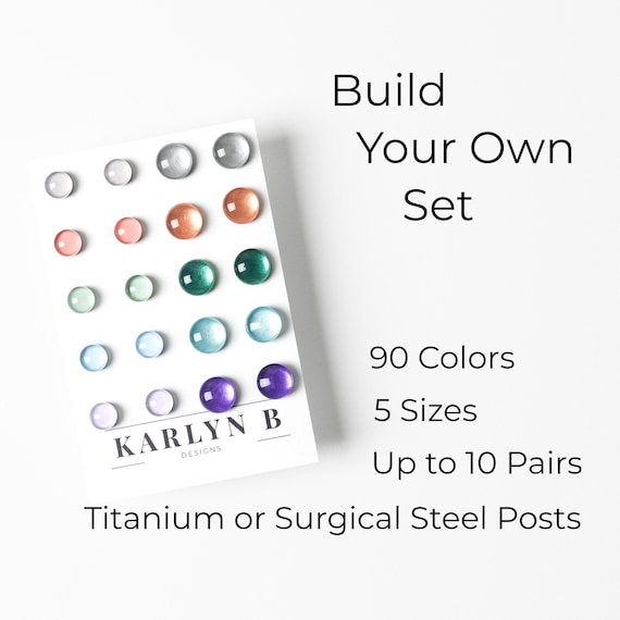 Build Your Own Custom Stud Earring Set - Titanium Posts - Color Dot Earrings - Resin Earrings - Everyday Earrings - Small Studs - Gift Set